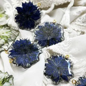 Fashion Jewelry Real Flower Statement Pressed Dry Flower Resin Epoxy Earrings For Women