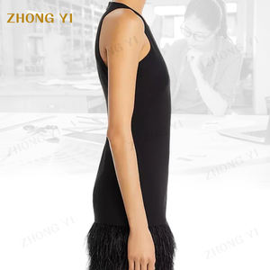 เดรส<span class=keywords><strong>สั้น</strong></span><span class=keywords><strong>สำหรับ</strong></span><span class=keywords><strong>ผู้หญิง</strong></span>ประดับขนนกผ้าฝ้ายสีดำคอลเลคชั่นแฟชั่นล่าสุดออกแบบได้ตามต้อง<span class=keywords><strong>การ</strong></span>ฤดูร้อน - Product Image 3