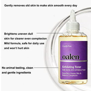 Oalen Private Label Facial Exfoliating Toner Daily Brightening Treatment Reduces Uneven <strong>Marks</strong> for Nice Skin Tone - Product Image 6