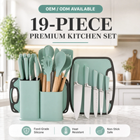 Ensemble de 19 ustensiles de cuisine en silicone résistants à la chaleur, sans BPA, spatule, fouet, pince, compatibles lave-vaisselle