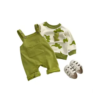 2023 Groothandel Lente Herfst Peuters Outfits Hoodies En Overall Broek 2 Stuks Cartoon Baby Boy Kleding Set