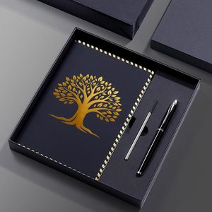 Set Regalo Premium Vebermo con Design Albero della Vita, Taccuino con Penna e Ricarica, Agenda Executive A5 con 200 Pagine a Righe, Confezione Regalo e Borsa, Nero - Product Image 1