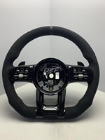 Volant en cuir noir et fibre de carbone forgée pour Mercedes-Benz W204 W205 W211 W213 W212 W222 EQA E550 G63 C63 AMG GThite