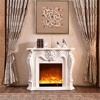 Cheminée électrique en bois massif pour intérieur avec télécommande, fausse flamme, insert de foyer électrique, manteau de cheminée