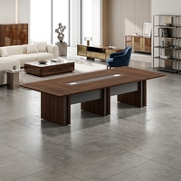 Table de conférence contemporaine en forme de bateau de 3,2 m, grand bureau de salle de réunion, mobilier de salle de conseil en stratifié imitation bois