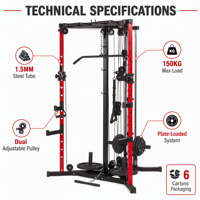 Système de câbles pour rack de musculation à domicile, cage à squats, barre de traction, lat pulldown, machine de musculation réglable pour entraînement de force