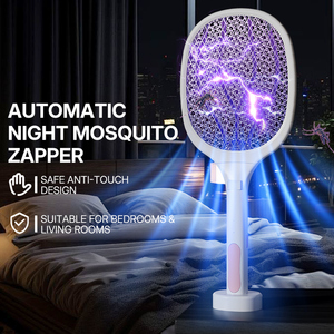 Matamoscas Eléctrico Recargable Tipo-C de 1200mAh con 8 Luces UV 2 en 1, Raqueta Eléctrica Automática para Mosquitos - Product Image 1