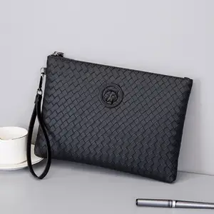 Fingerprint Lock Handbags Men Genuine Leather Purse Clutch Handbag Cash Bag For Man