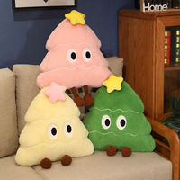 Vente en gros de jouets en peluche de Noël personnalisés OEM ODM, en forme de dessin animé, arbre, beignet, coussin décoratif moelleux, cadeau de Noël pour enfants