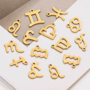 Dijes <span class=keywords><strong>de</strong></span> Signos del Zodiaco en Oro <span class=keywords><strong>de</strong></span> 18K con Recubrimiento PVD para la Fabricación <span class=keywords><strong>de</strong></span> Joyería, Accesorios Impermeables <span class=keywords><strong>de</strong></span> Acero Inoxidable, Colgantes <span class=keywords><strong>de</strong></span> las 12 Constelaciones - Product Image 2