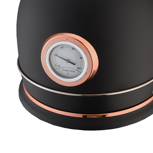 Bouilloire électrique sans fil en acier inoxydable noir rétro, nouveau design, pour thé et café, avec thermomètre - Product Image 2