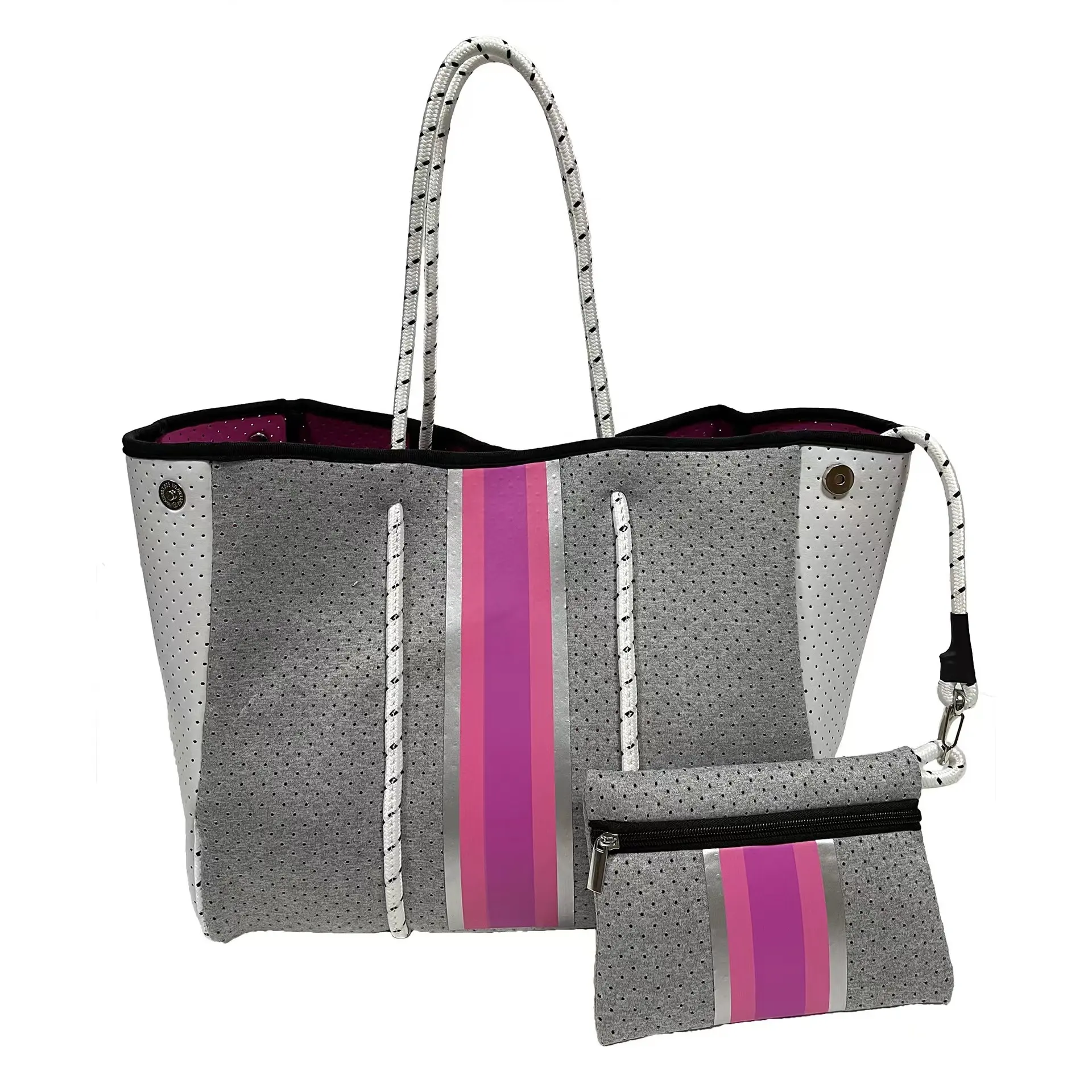 New Fashion Wholesale Ladies Handbag Personalized Big Perforated Summer Large Neoprene Beach Bag