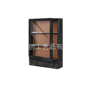 Wooden Flip Top Transparent <b>Display</b> Box With Drawer <b>Wall</b> <b>Mounted</b> Souvenir Storage <b>Cabinet</b> Rectangle Solid Color Covered - Product Image 1