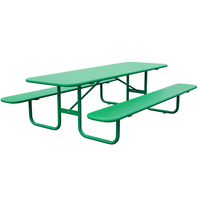 Table et bancs de pique-nique commerciaux en acier pour l'extérieur, idéaux pour restaurants, parcs et camping