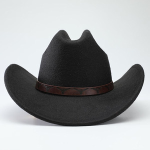 Sombrero Fedora Occidental Clásico Unisex Personalizado al por Mayor con Patrón Étnico, Decoración de Cinturón con Estampado de Cabeza de Toro, Gorra de Vaquero Retro - Product Image 3