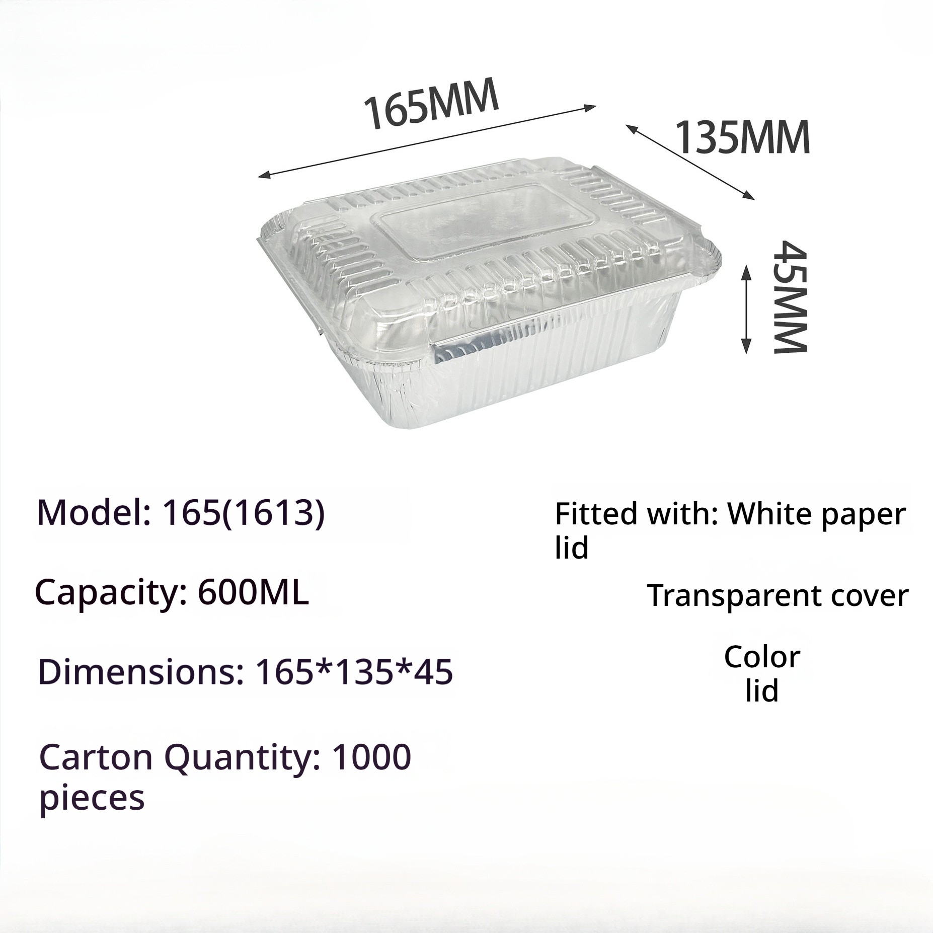 165 plus couvercle transparent