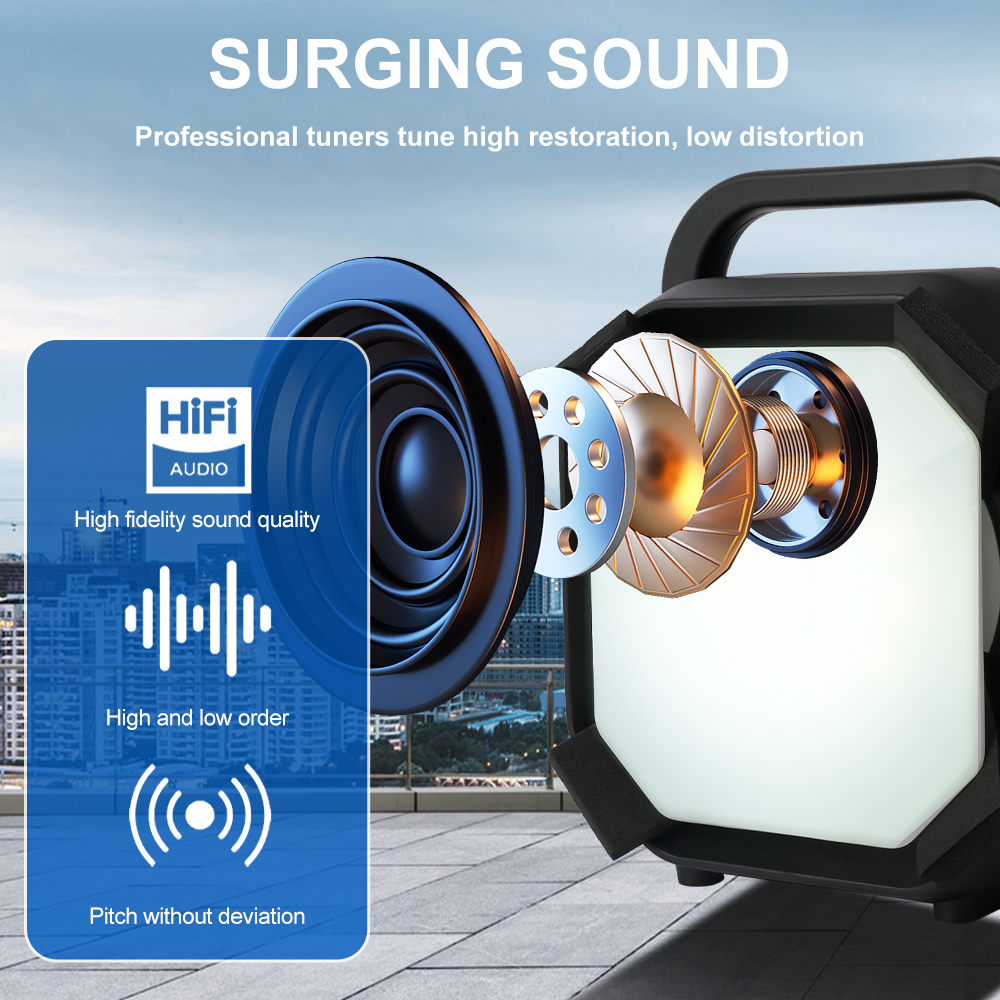 Sing-e ZQS1473 Portable BT Solar LED Light RGB Lighting Radio