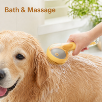 Brosse de bain pour animaux de compagnie avec distributeur de savon, poils en silicone doux, massage et toilettage pour chats et chiens, en plastique