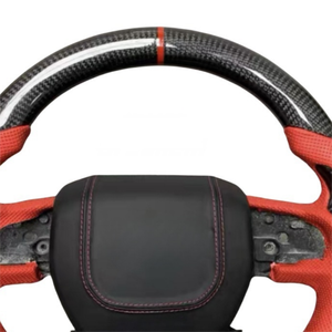 Volant sport en fibre de carbone véritable à fond plat et alcantara personnalisé <span class=keywords><strong>rouge</strong></span> pour Land Rover Range Rover Discovery Sport - Product Image 5