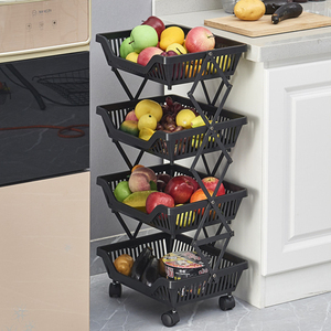 Estante plegable estirable para almacenamiento de frutas y verduras, organizador de cocina de almacenamiento giratorio móvil de Metal multinivel para suelo - Product Image 2