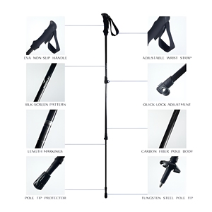Bâtons <span class=keywords><strong>de</strong></span> <span class=keywords><strong>randonnée</strong></span> réglables en fibre <span class=keywords><strong>de</strong></span> <span class=keywords><strong>carbone</strong></span> et <span class=keywords><strong>aluminium</strong></span>, 3 sections, bâtons <span class=keywords><strong>de</strong></span> <span class=keywords><strong>randonnée</strong></span> pliables - Product Image 3