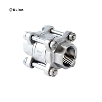 Vanne à boisseau sphérique verticale à ressort anti-retour en acier inoxydable 304 KLION RTS, trois pièces, avec joint PTFE, filetage de 1/4 à 4 pouces