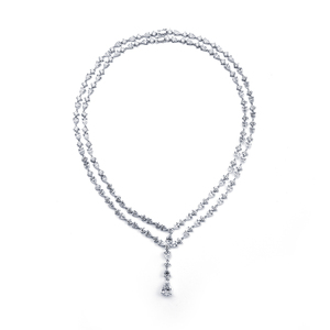 Collar de Diamantes de Oro Blanco de 18K MSN-853 con Corte de Pera, Joyería Clásica de Boda para Mujer, Collar con Diamantes Cultivados en Laboratorio - Product Image 1