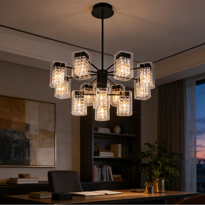 Lustre moderne en cristal noir E27, luminaire suspendu LED 2700K blanc chaud, lampe de plafond à intensité variable pour chambre à coucher, grande taille - Product Image 6