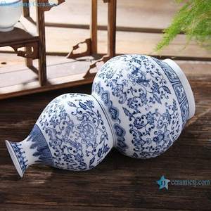 RXCP06-A (moyen et petit) pas cher bleu et blanc motif floral <span class=keywords><strong>double</strong></span> <span class=keywords><strong>gourde</strong></span> forme <span class=keywords><strong>vase</strong></span> en porcelaine - Product Image 3