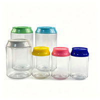 Fournisseur d'usine : Canettes en plastique PET transparentes vides pour boissons gazeuses, avec bouchon en plastique coloré, jetables, pour thé au lait et smoothies