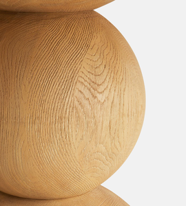 Table à manger élégante et moderne en chêne <span class=keywords><strong>clair</strong></span> avec plateau rond et base à double sphère - Product Image 2