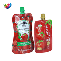 Sachet d'emballage alimentaire personnalisé en aluminium biodégradable avec bec verseur pour ketchup et pâte de tomate, qualité alimentaire