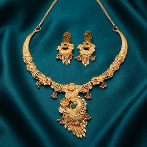 Juego de Collar Corto y Pendientes de Latón con Diseño de Flor Chapado en Oro de 14K, 18K, 24K al por Mayor, Joyería de Diseño Tradicional para Bodas de Mujer - Product Image 1