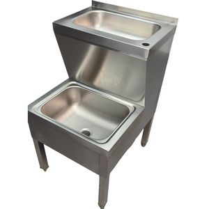 Fregadero de cocina comercial escalonado de acero inoxidable personalizado Victory Kitchen con orificios de drenaje para hoteles, restaurantes, laboratorios - Product Image 1