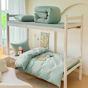 Ensemble de literie 3 pièces 100% coton de couleur unie AB-Sided pour lit simple-Essentiels de dortoir scolaire - Product Image 2
