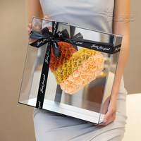 Vente en gros Boîte cadeau avec miroir en forme de rose et de cœur multicolore Fleurs et plantes conservées Cadeau d'anniversaire pour la fête des enseignants Design floral éternel