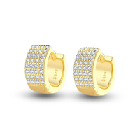 Boucles d'oreilles Dan Jewelry en argent sterling 925 pour femmes, pavé de zircone cubique 5A, style Huggie Hoop, pour usage quotidien, cadeau