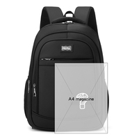 Sac à dos fonctionnel noir imperméable avec doublure en polyester, motifs amusants, multi-compartiments pour les essentiels quotidiens et les fournitures scolaires