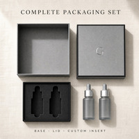 Boîte cadeau en carton rigide gris avec couvercle et base, logo personnalisé, estampage à chaud argenté pour emballage de bijoux, vente en gros OEM