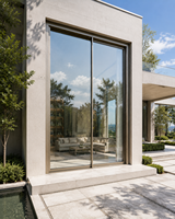 Porte coulissante panoramique ALUFRONT avec cadre fin et minimaliste, verre de sécurité, conçue pour les projets architecturaux contemporains et modernes