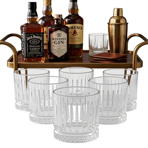 Ensemble de verres à cocktail de luxe au design vintage, 6 verres doubles de 11 oz, cristal transparent, boîte cadeau en bois écologique, pour les spiritueux - Product Image 1