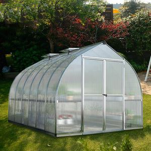Small Cream Color Agricultural Single-Door Aluminum Garden <strong>Shelving</strong> <strong>Greenhouse</strong> with Two Poly Windows Easy Install - Product Image 2
