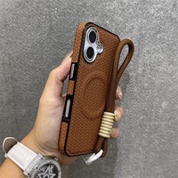 Étui de téléphone magnétique en similicuir tressé à motif animalier pour 18Pro Max 15 Pro 14 16 Plus 13 12