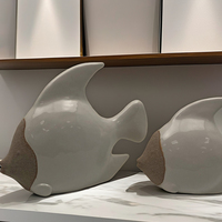 Décoration d'été en céramique en forme de poisson Thème mer ou océan Objets décoratifs élégants pour la maison ou le bureau