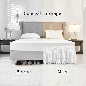 <span class=keywords><strong>Jupe</strong></span> de lit en dentelle de luxe, <span class=keywords><strong>jupe</strong></span> de lit à volants brodée avec pompons, élastique, anti-poussière, 16 pouces de longueur, décoration de chambre à coucher, literie, <span class=keywords><strong>jupe</strong></span> de lit d'hôtel - Product Image 3