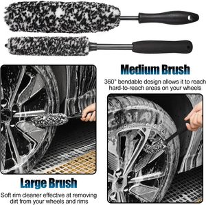 Kit de 8 brosses pour roues et pneus, brosses de nettoyage de jantes flexibles et durables - Product Image 5