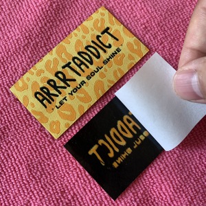 Washable Sticky Backing Heat Press Woven Label,clean <strong>Edge</strong> <strong>Iron</strong> <strong>on</strong> Neck Tag for Hoodies - Product Image 4