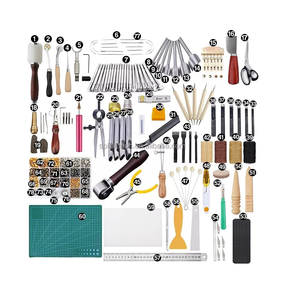 Kit di Attrezzi per Lavorazione del Cuoio Fai-da-Te, 366 Pezzi, per <span class=keywords><strong>Taglio</strong></span>, Cucitura, Stampaggio, Foratura <span class=keywords><strong>e</strong></span> Applicazione Rivetti - Product Image 1