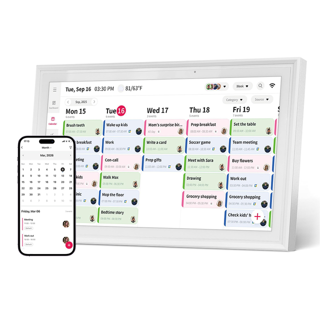 15.6 IPS Inch Wifi Digital Wall & Desktop Calendar Touch Screen Android 32GB Smart FHD Custom Digital Calendar Event Management