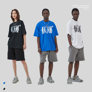 เสื้อยืดพิมพ์ลายดิจิตอลทรงหลวมสำหรับผู้ชาย คอลเลคชั่นใหม่ ฤดูใบไม้ผลิและฤดูร้อน ปี 2024 ผ้าฝ้าย - Product Image 1
